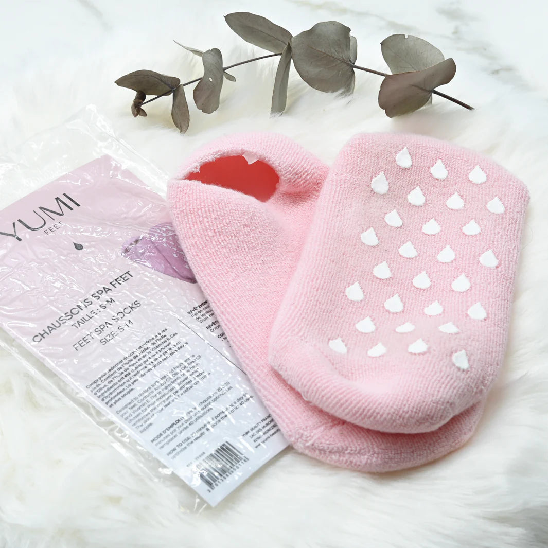 Chaussons Spa Hydratants YUMI Feet – Taille S-M (Rose)