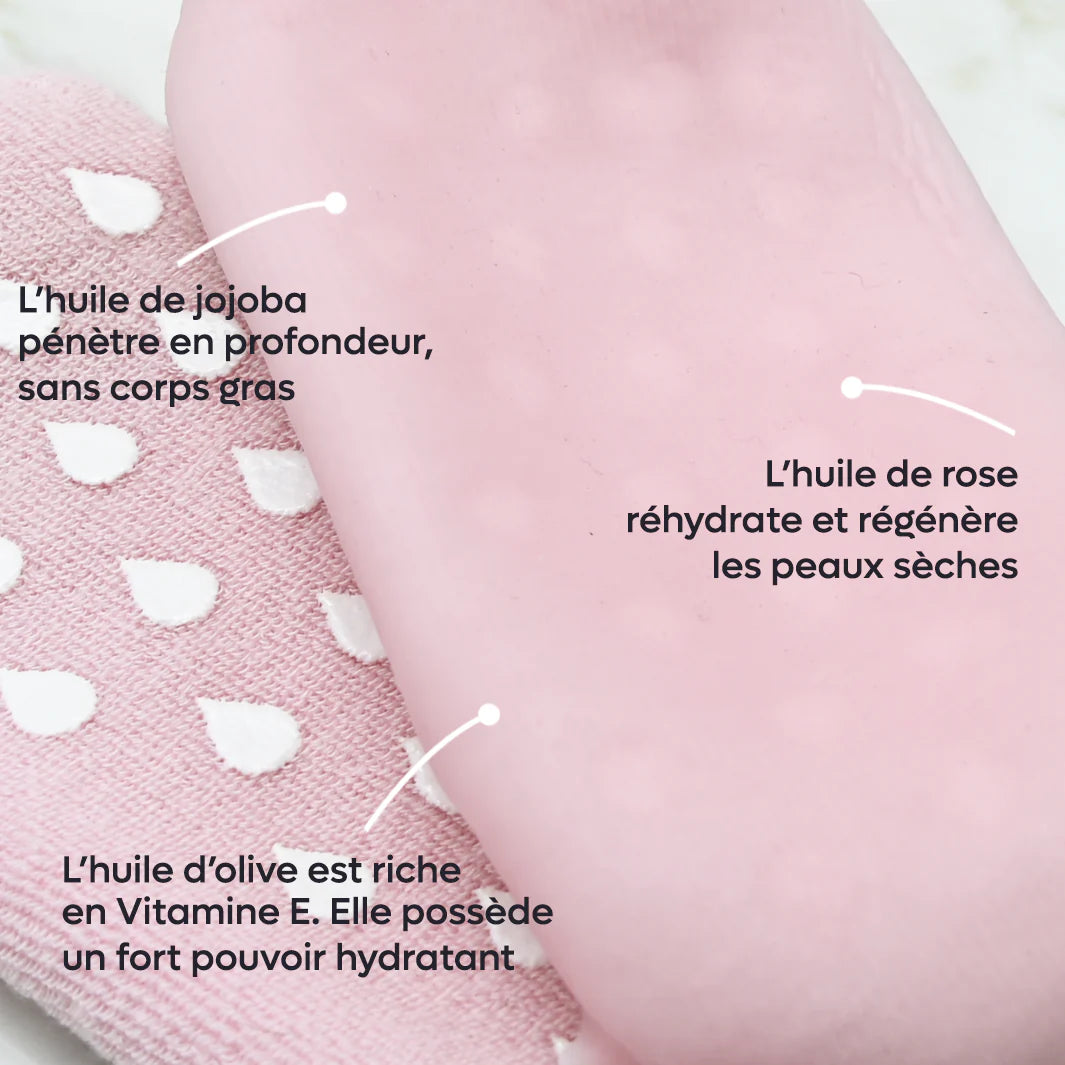 Chaussons Spa Hydratants YUMI Feet – Taille S-M (Rose)